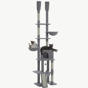 Arbre à chat XXL | Sol-Plafond | Hamac, Niche & Plateformes | Sisal | L'Ascension