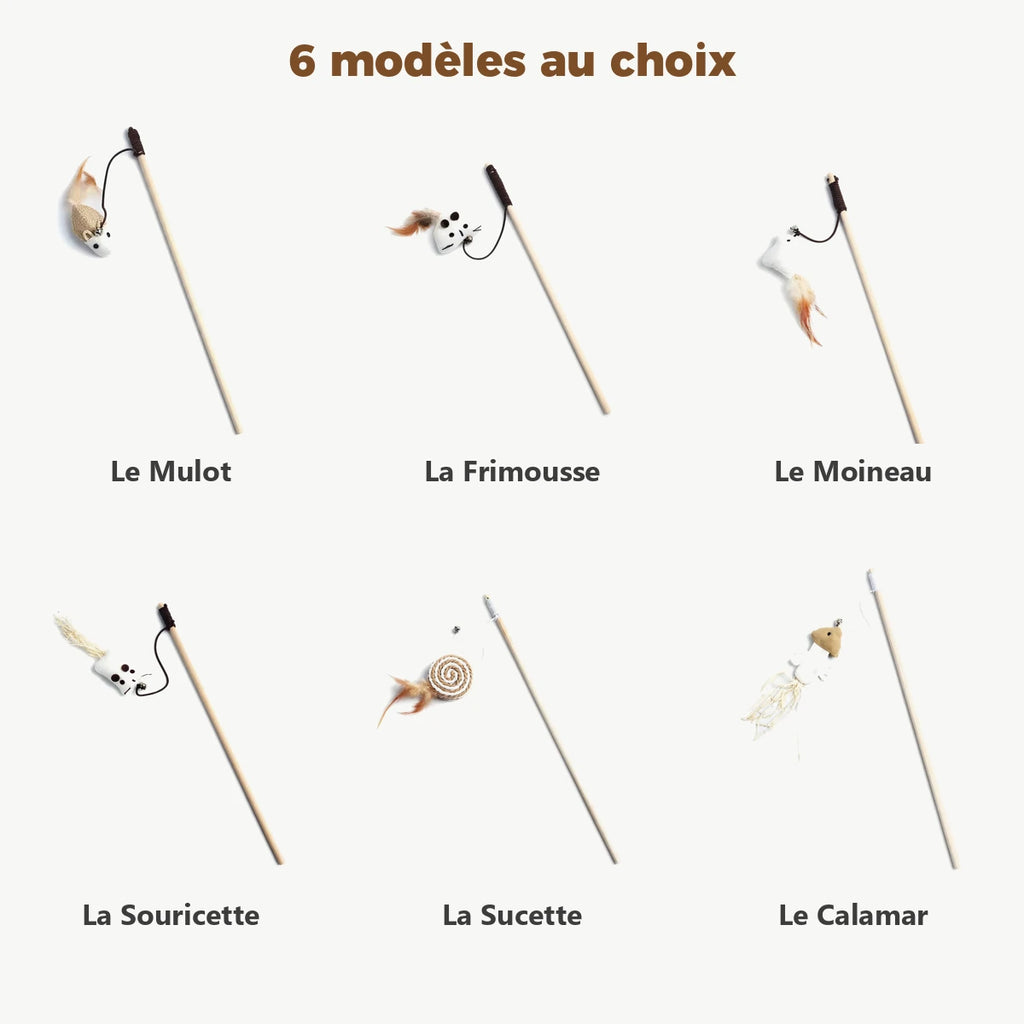 Le Duo : les 6 baguettes pour chat au choix, Le Mulot, La Frimousse, Le Moineau, La Souricette, La Sucette et Le Calamar