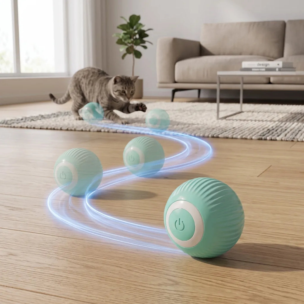 Balle Interactive Automatique pour Chat | Jouet Roulant Intelligent Rechargeable USB-C, Silencieux | L'Orbe