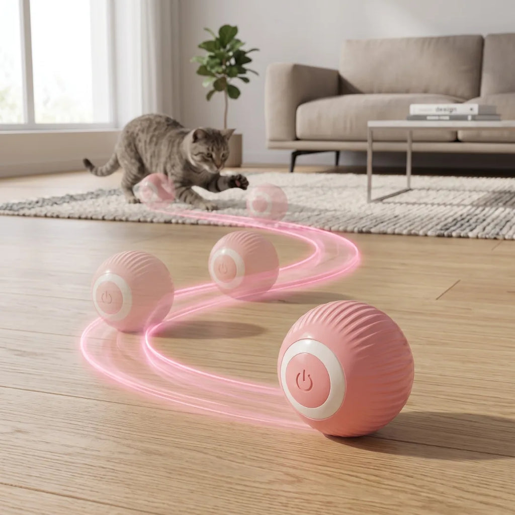 Balle Interactive Automatique pour Chat | Jouet Roulant Intelligent Rechargeable USB-C, Silencieux | L'Orbe