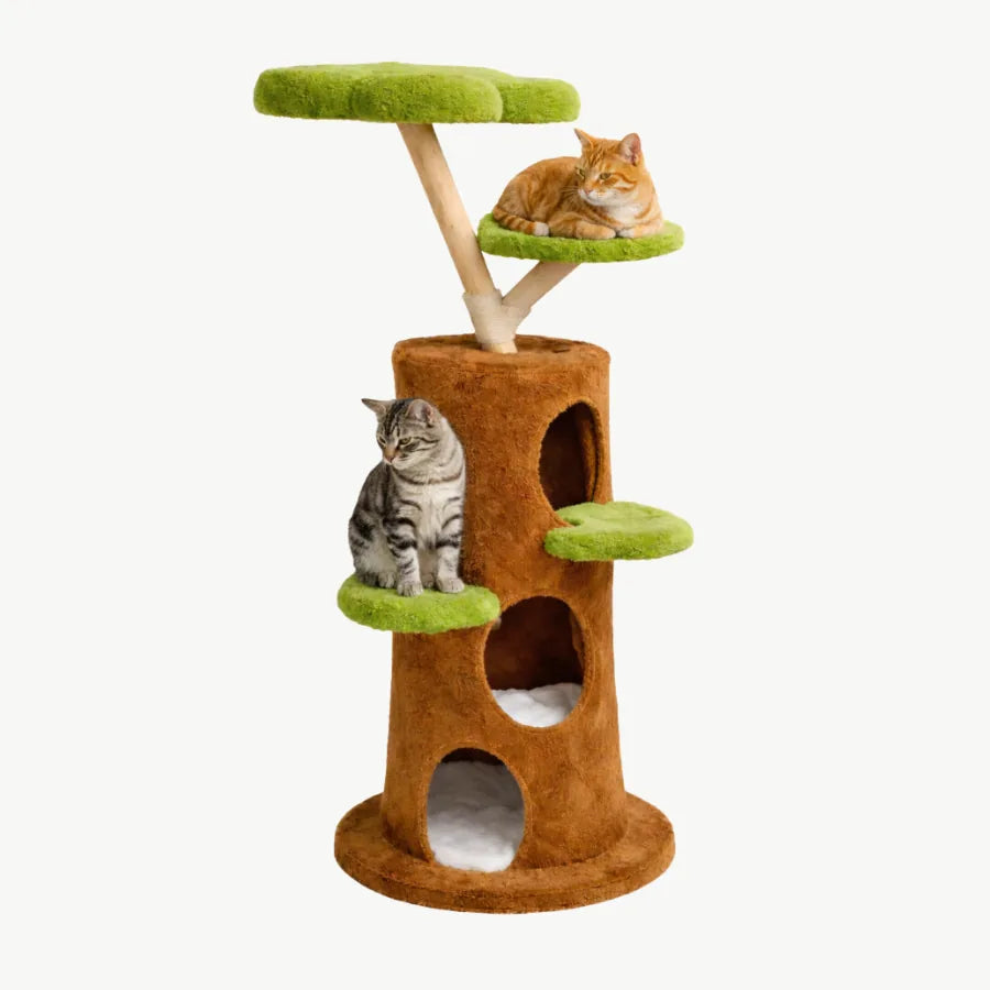 Arbre à chat Le Refuge Forestier 148 cm en forme d'arbre, deux chats installés