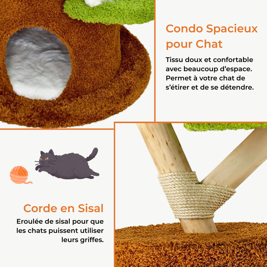 Détail du condo spacieux et de la corde en sisal du Refuge Forestier