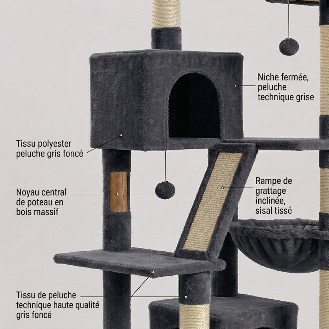 Détail de la niche anthracite et de la rampe en sisal de La Tour Cocooning
