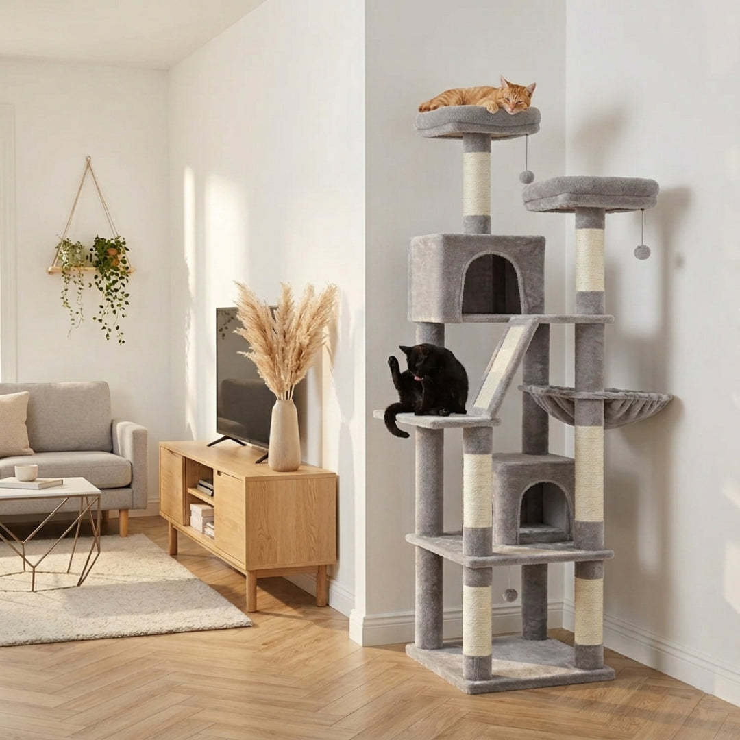 La Tour Cocooning grise installée dans un salon