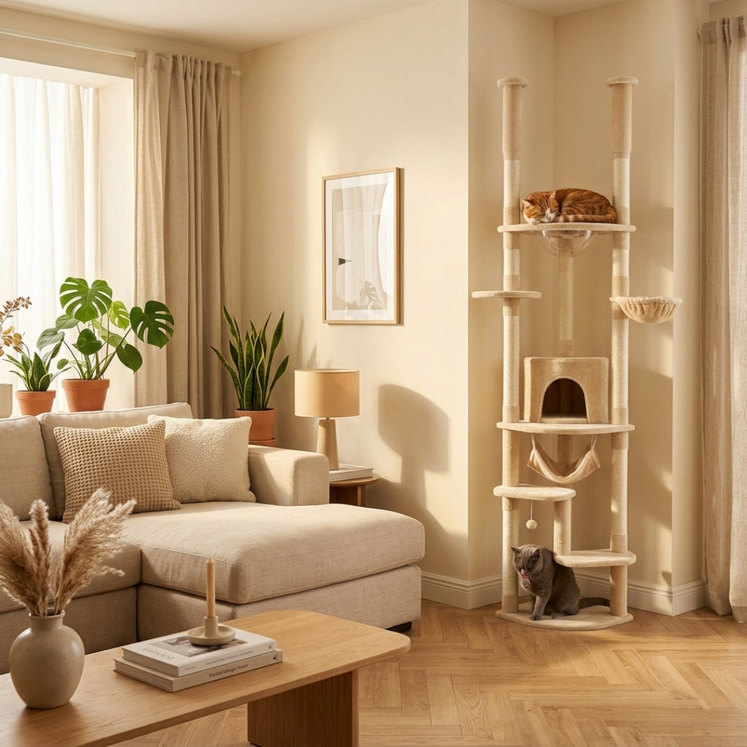 La Tour Céleste | XXL Sol-Plafond – Hamac, Niche & Plateformes – Sisal