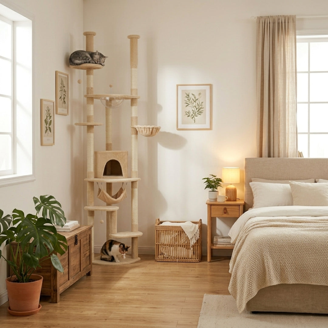 La Tour Céleste | XXL Sol-Plafond – Hamac, Niche & Plateformes – Sisal