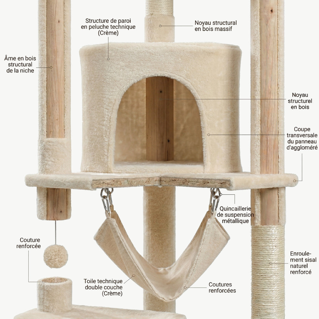 La Tour Céleste | XXL Sol-Plafond – Hamac, Niche & Plateformes – Sisal