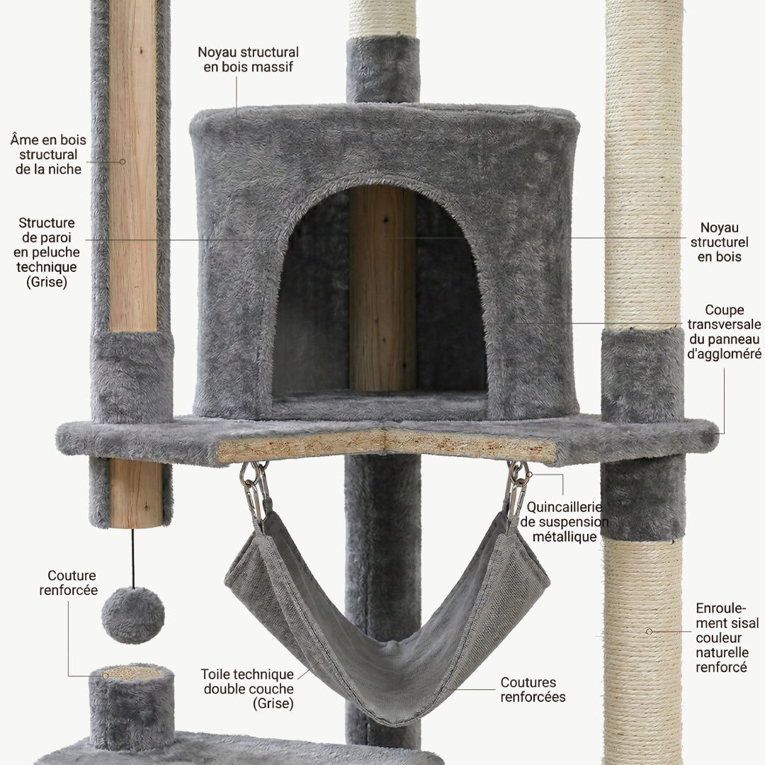 La Tour Céleste | XXL Sol-Plafond – Hamac, Niche & Plateformes – Sisal