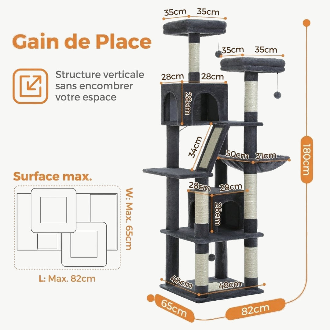 La Tour Cocooning | 180cm – 2 Niches & Hamac - Sisal