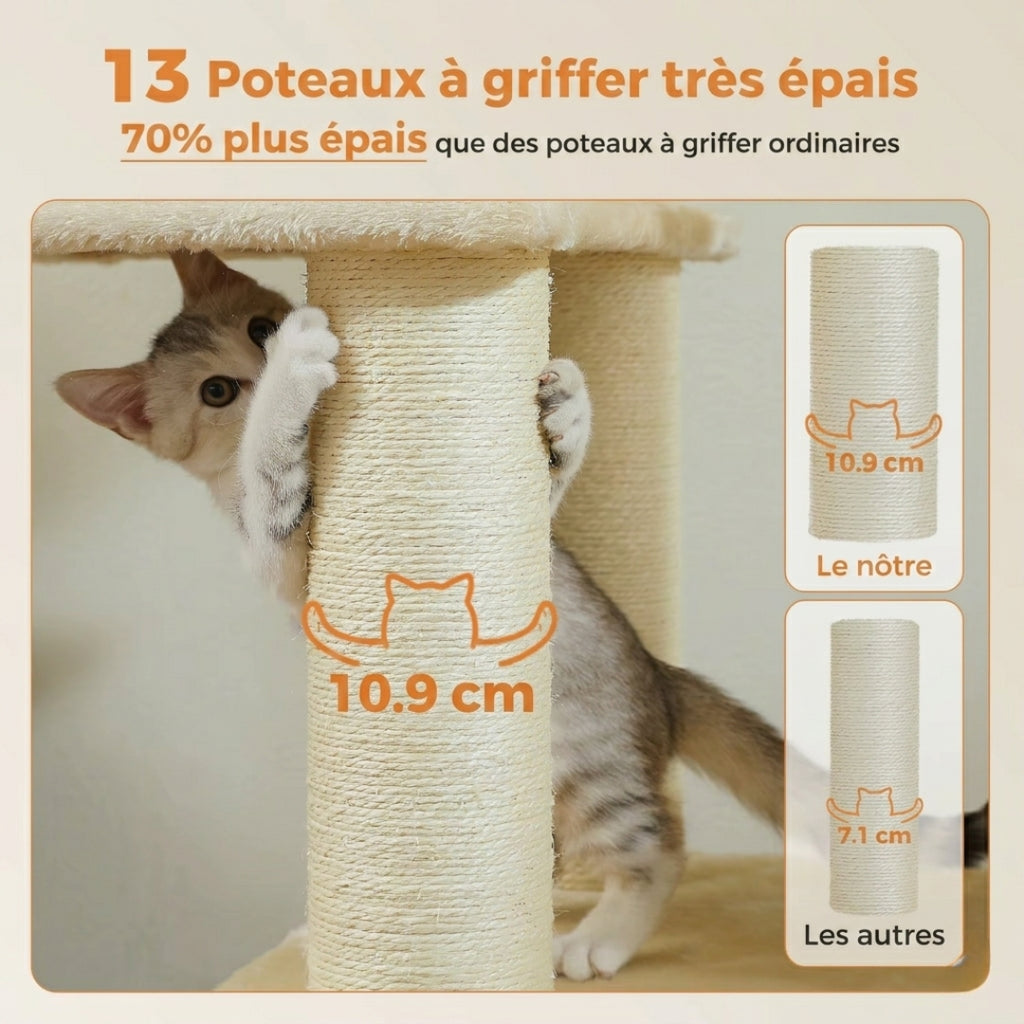 Poteaux à griffer très épais de 10,9 cm du Seigneur beige