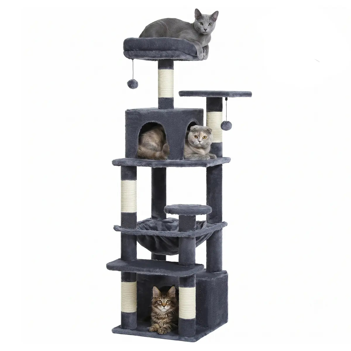 Arbre à Chat 136cm | Niche, Hamac & Griffoir Sisal | L'Onyx