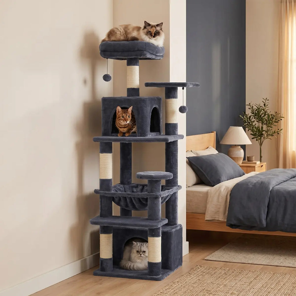 Arbre à Chat 136cm | Niche, Hamac & Griffoir Sisal | L'Onyx