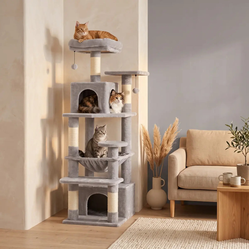 Arbre à Chat 136cm | Niche, Hamac & Griffoir Sisal | L'Onyx