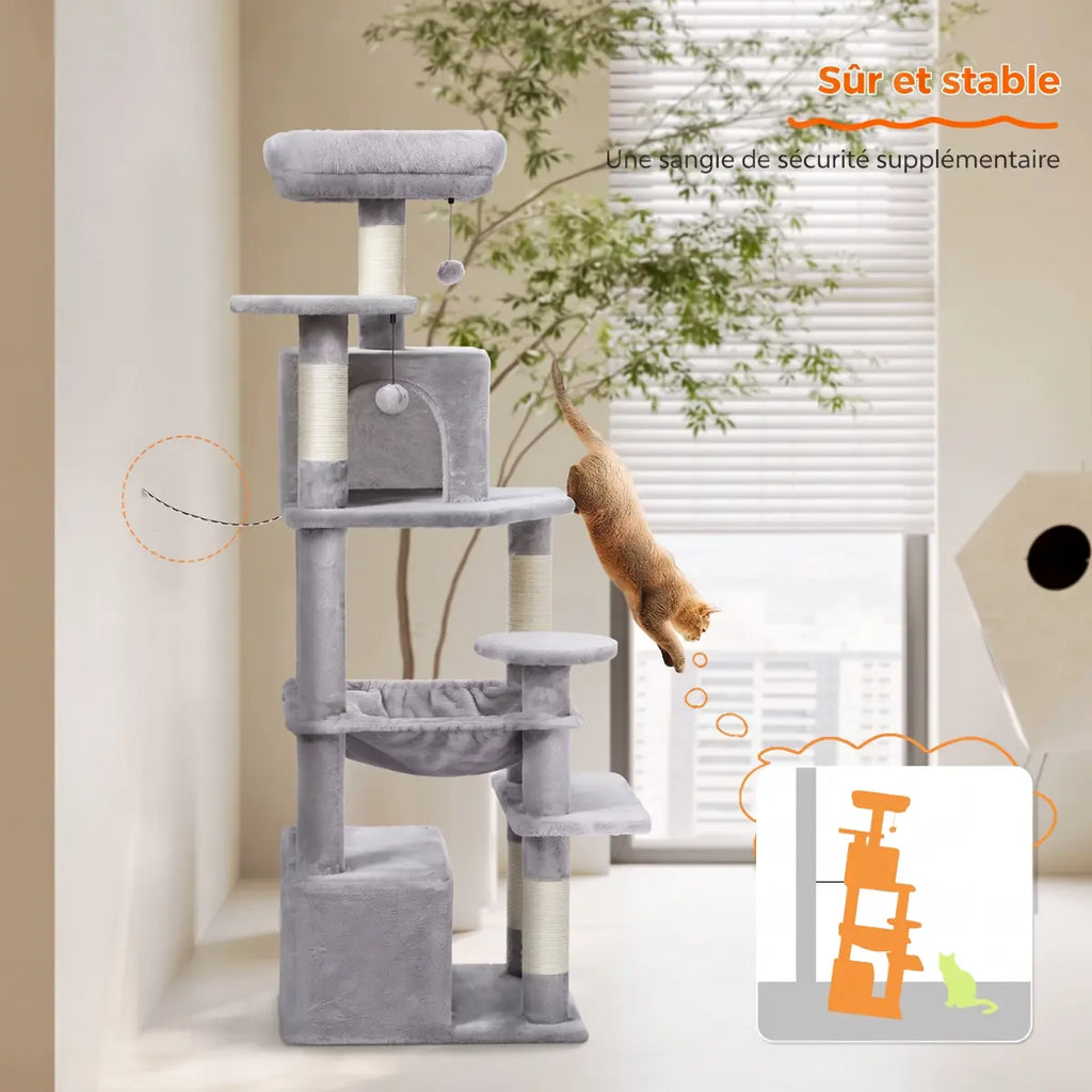 Arbre à Chat 136cm | Niche, Hamac & Griffoir Sisal | L'Onyx