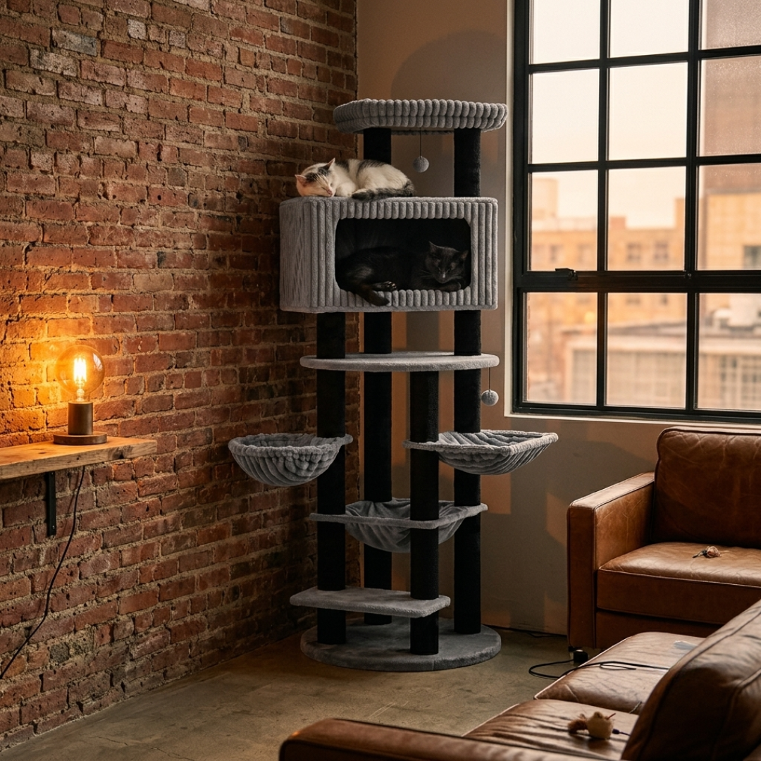 Arbre à chat dans un salon industriel